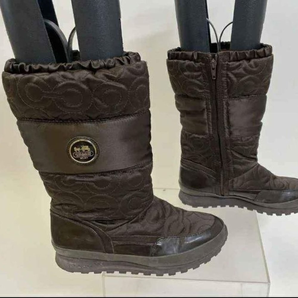 Coach Designer Women's Rain snow Brown Boots - Size 6B - Picture 2 of 7